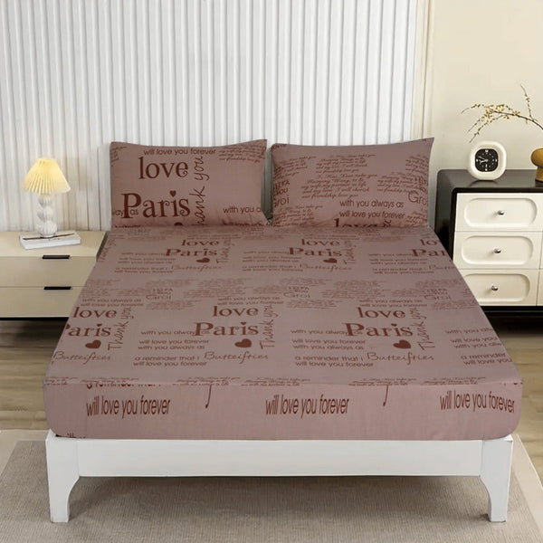 3PCS Printed Fitted Sheet with pillow Covers - 1156