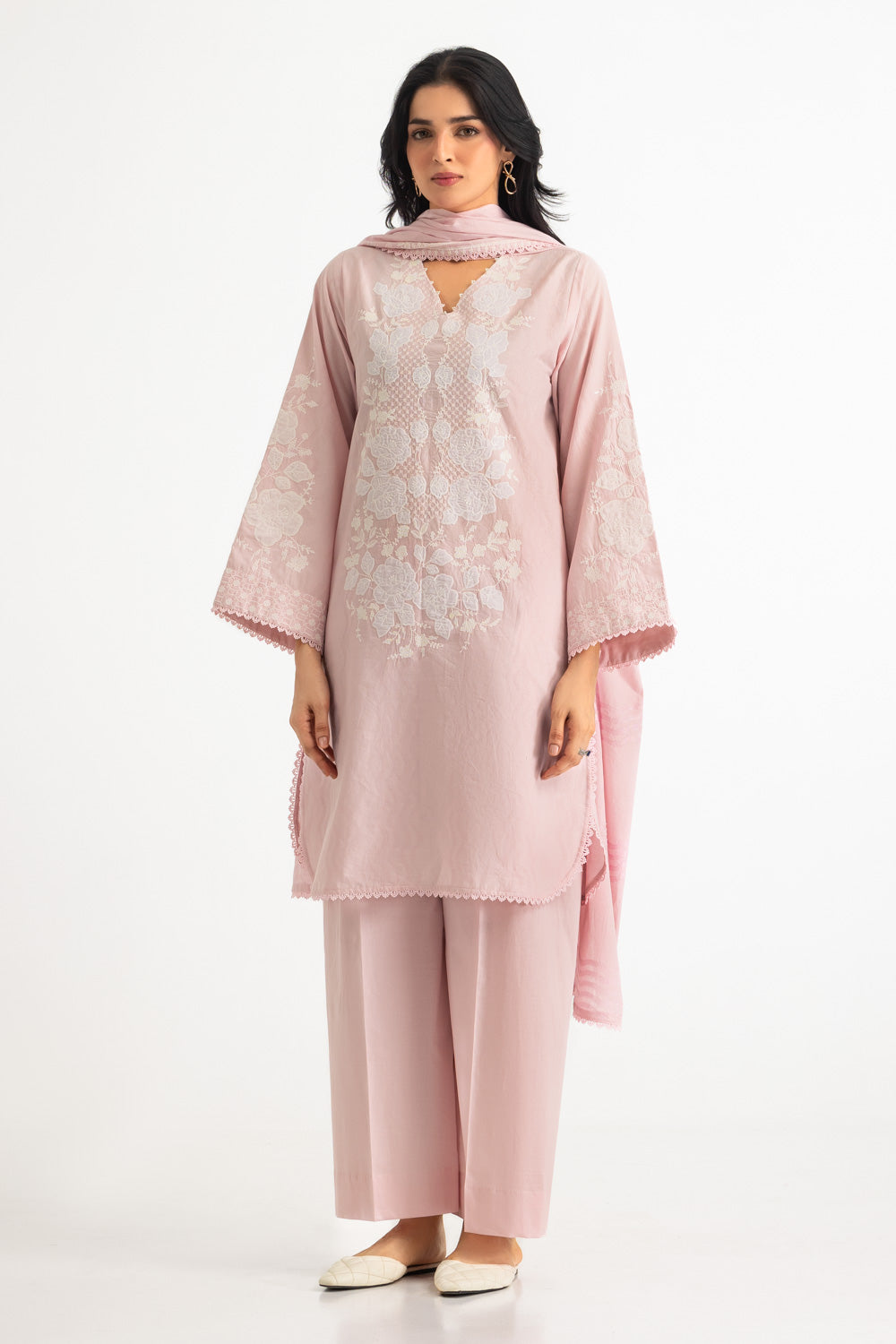 3PC Self Jacquard Embroidered Suit