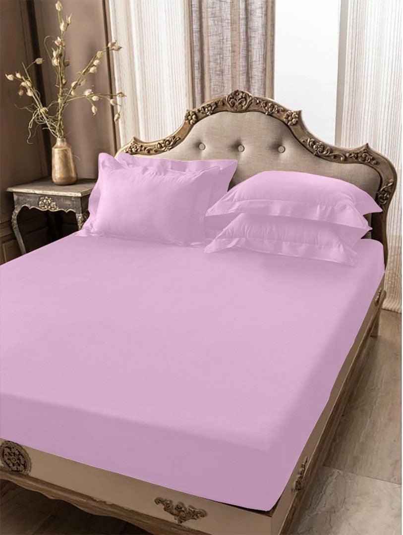 5 PCs Fitted Sheet Baby pink with Pillow cover