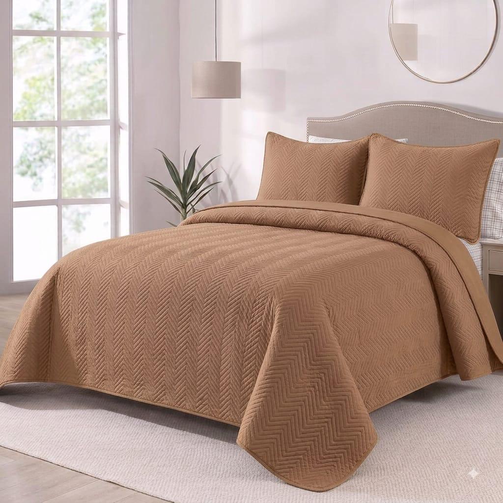 Herringbone Quilt Bedspread Set in Mint