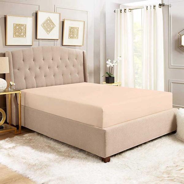 Dyed Fitted Cotton Sheet Beige