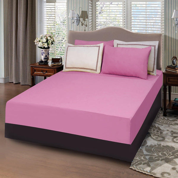 5 Pc's Baratta Stitched Fitted Sheet Set Baby Pink