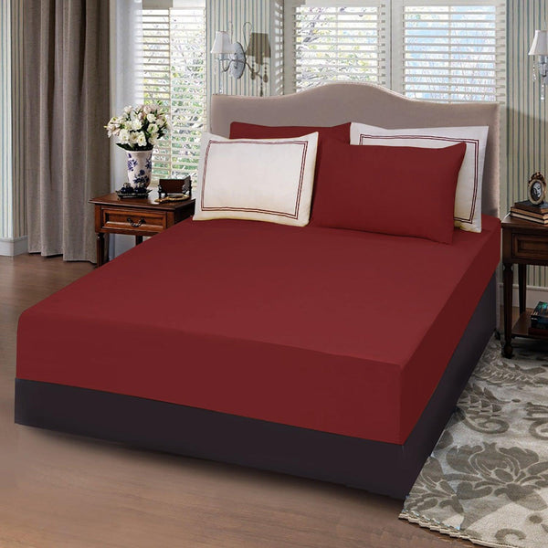 5 Pc's Baratta Stitched Fitted Sheet Set Maroon