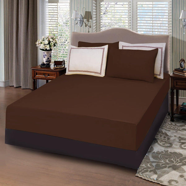 5 Pc's Baratta Stitched Fitted Sheet Set Brown