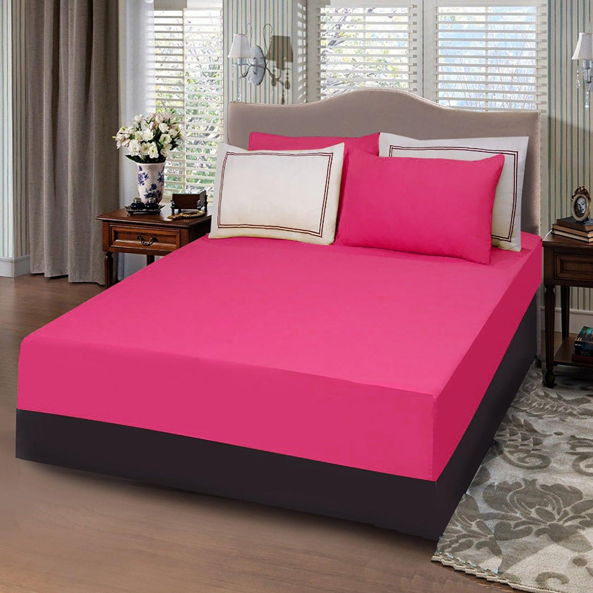 5 Pc's Baratta Stitched Fitted Sheet Set Shocking Pink