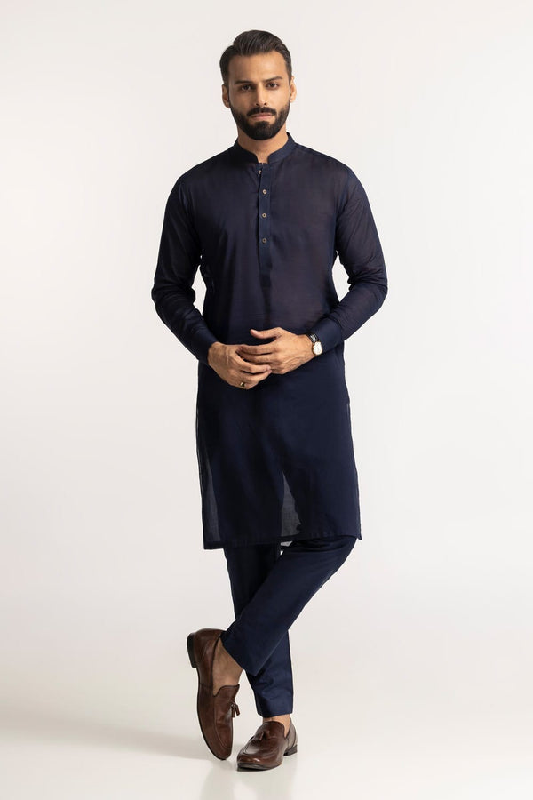 Navy Blue GUL RUBIA LAWN Unstitched Fabric