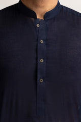Navy Blue GUL RUBIA LAWN Unstitched Fabric