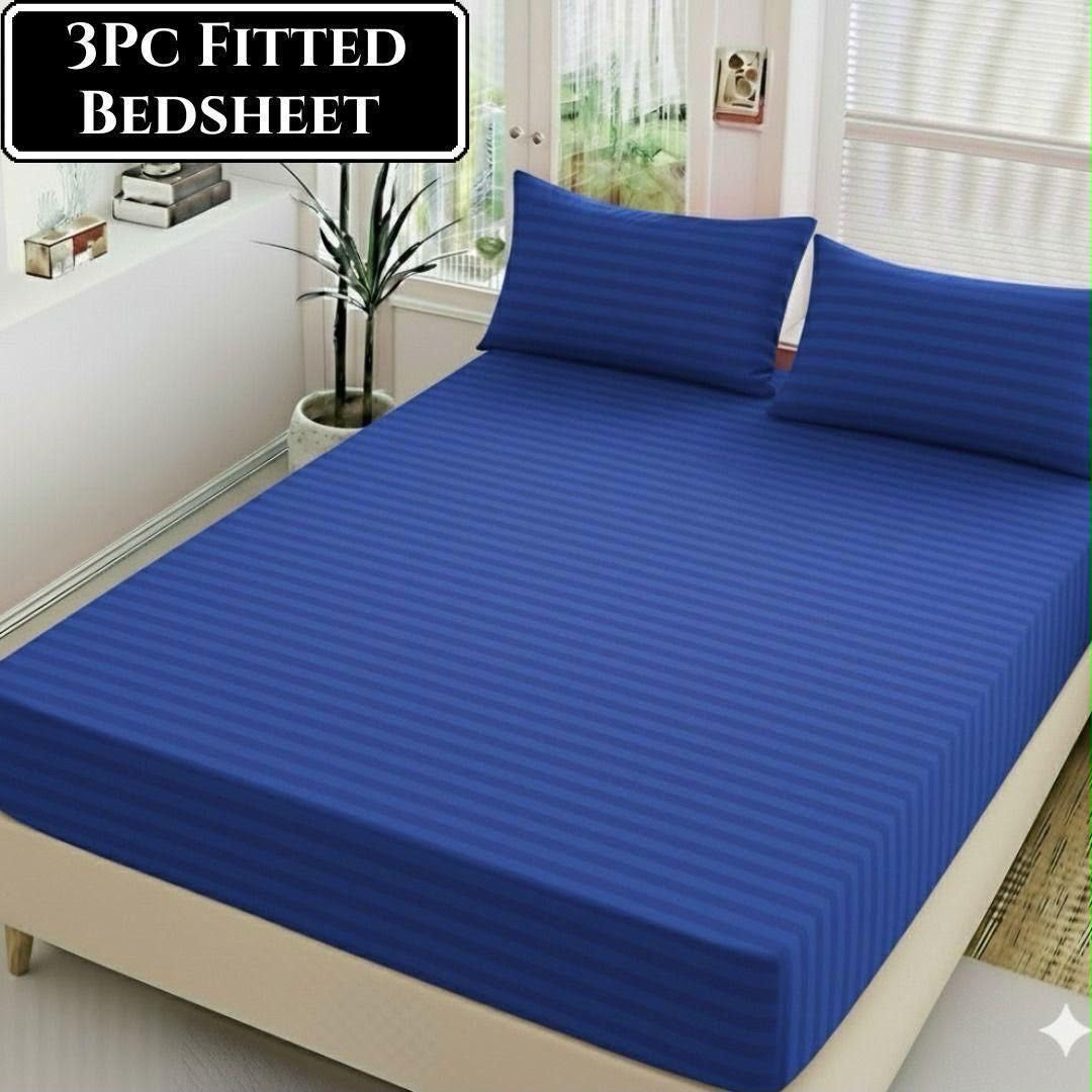 Blue Fitted Bedsheet - 3 Piece Set