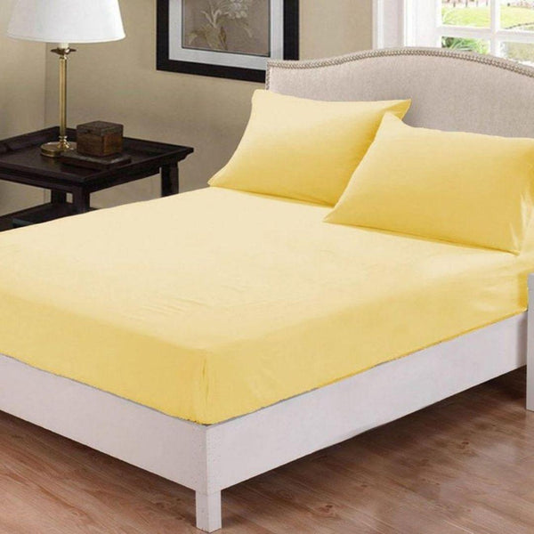 Fitted Sheet Rich Cotton Yellow With Pillow Cover