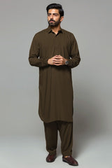 Dark Mehandi Unstitched Fabric ELITE