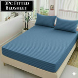 Cotton Satin Fitted Bedsheet - 3 Piece Set