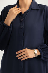 3PC Georgette Slub Abaya And Trouser With Block Printed Scarf