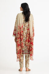 3PC Lawn Printed Suit With Embroidered