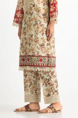 3PC Lawn Printed Suit With Embroidered