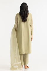 3PC Paper Cotton Embroidered Suit
