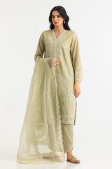 3PC Paper Cotton Embroidered Suit