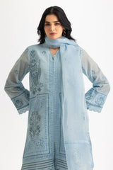 3PC Paper Cotton Embroidered Suit