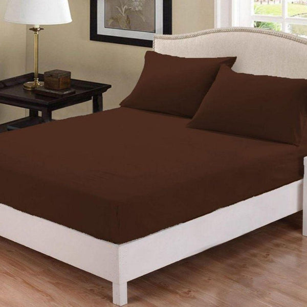 Fitted Sheet Rich Cotton Brown with Pillow cover