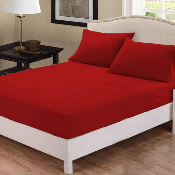 Fitted Sheet Rich Cotton Red With Pillow Cover