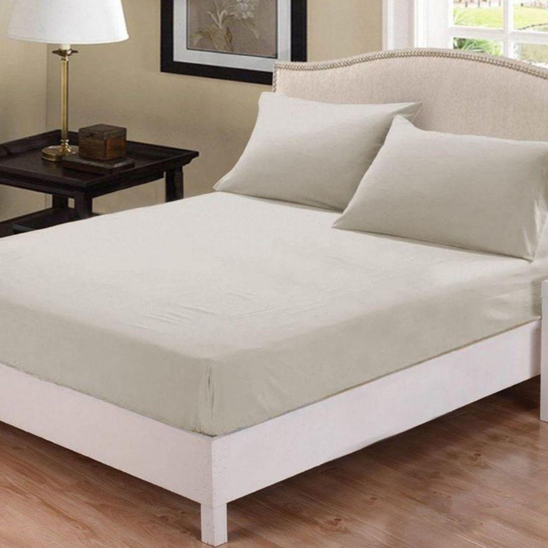 Fitted Sheet Rich Cotton Beige with Pillow cover