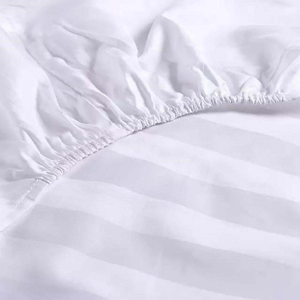 3 PCs Satin Strips Fitted Sheet with Pillow cover