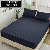 Cotton Satin Fitted Bedsheet - 3 Piece Set