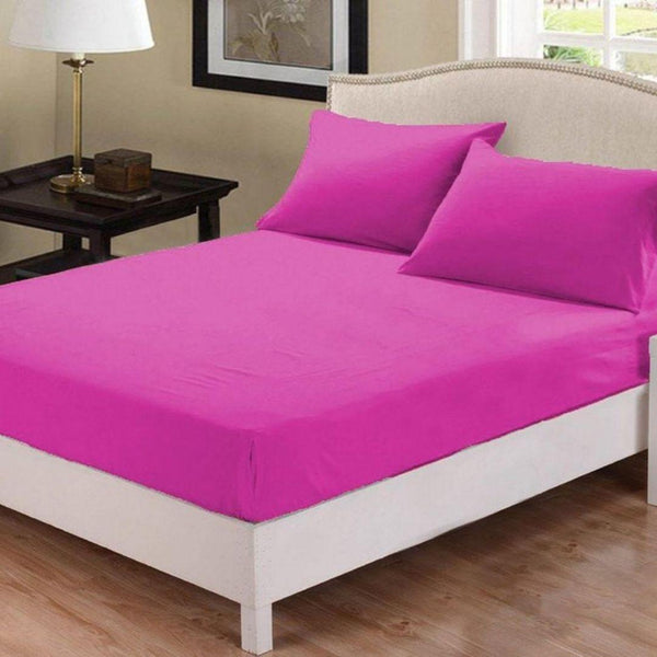 Fitted Sheet Rich Cotton Shocking Pink With Pillow cover