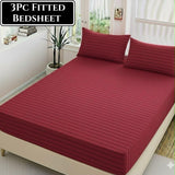 Cotton Satin Fitted Bedsheet - 3 Piece Set