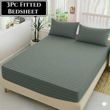 Cotton Satin Fitted Bedsheet - 3 Piece Set