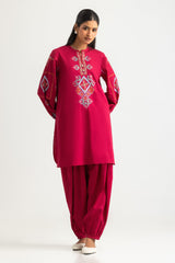 Cambric Embroidered Shirt And Dyed Trouser
