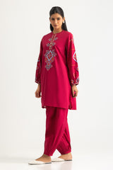 Cambric Embroidered Shirt And Dyed Trouser