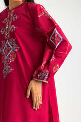 Cambric Embroidered Shirt And Dyed Trouser