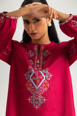Cambric Embroidered Shirt And Dyed Trouser