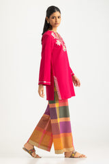Cambric Embroidered Shirt And Printed Trouser