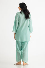 Cotton Viscose Slub Embroidered Co-Ord Set