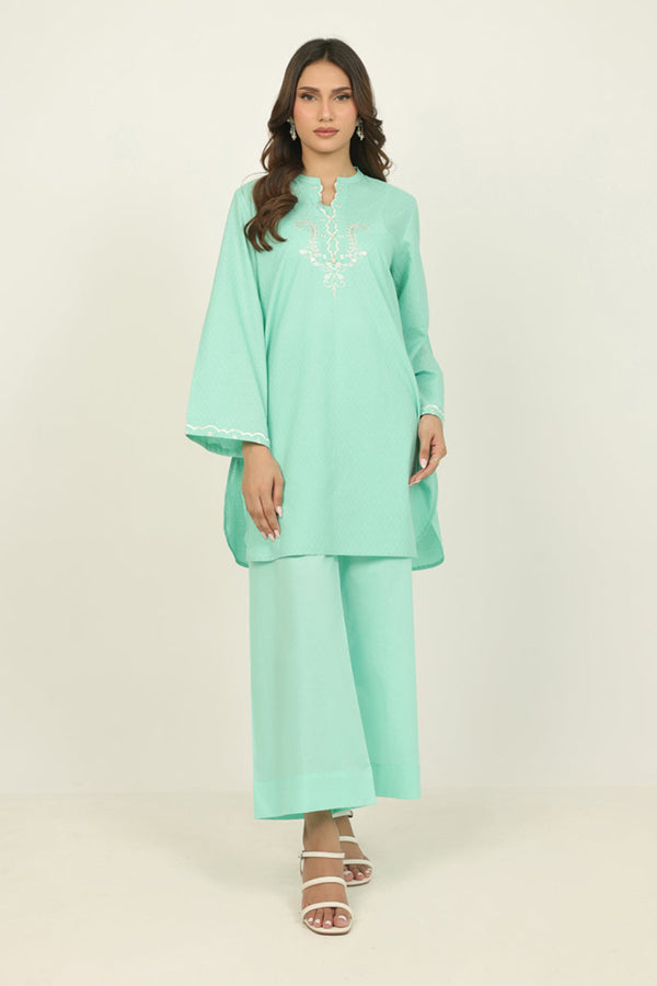 Dobby Embroidered Shirt And Cambric Trouser