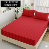 Cotton Satin Fitted Bedsheet - 3 Piece Set