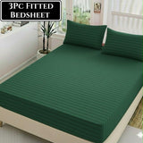 Cotton Satin Fitted Bedsheet - 3 Piece Set
