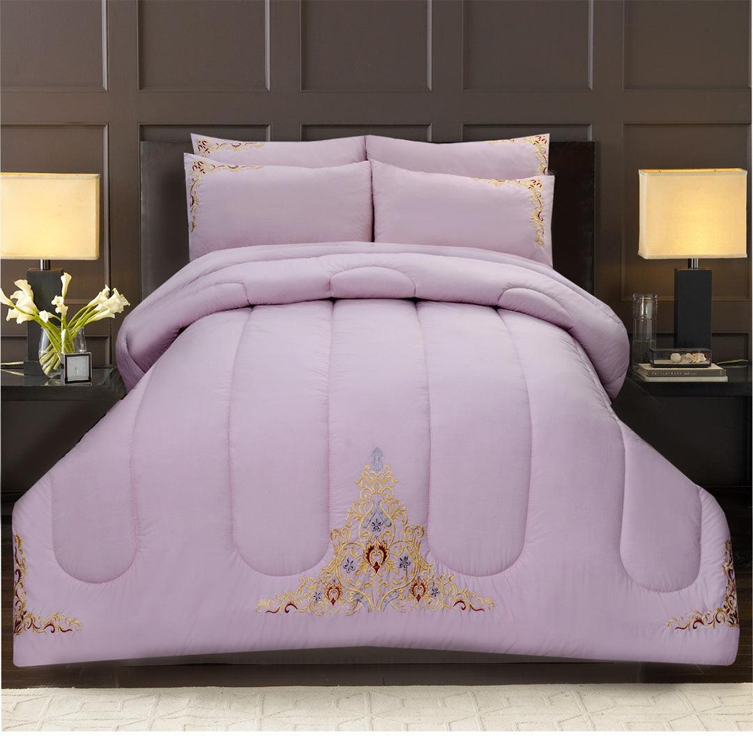 Luxury 6 Pcs Marina Embroidered Comforter Set Pink