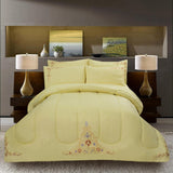 Luxury 6 Pcs Marina Embroidered Comforter Set Yellow