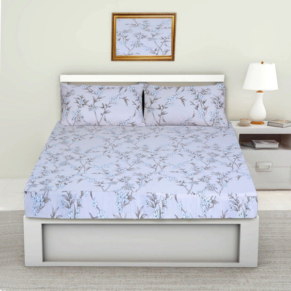 3PCS Printed Fitted Sheet with pillow Covers - 1124