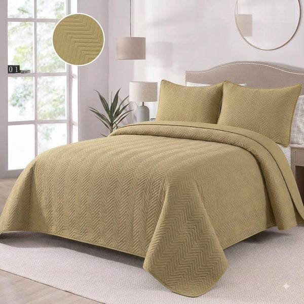 Herringbone Quilt Bedspread Set in Mocha