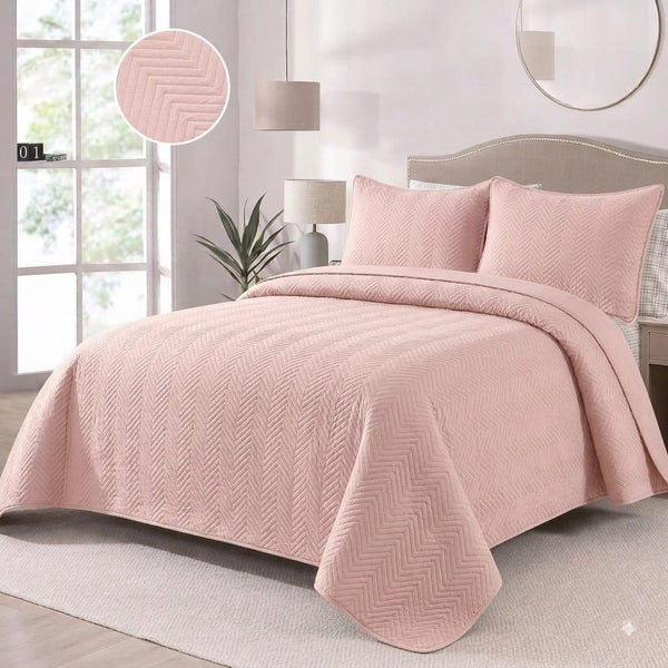 Herringbone Quilt Bedspread Set in Slate