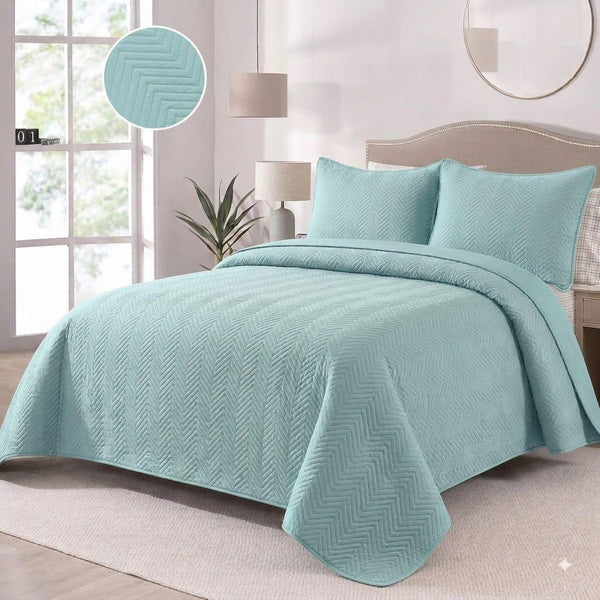 Herringbone Quilt Bedspread Set in Burgundy