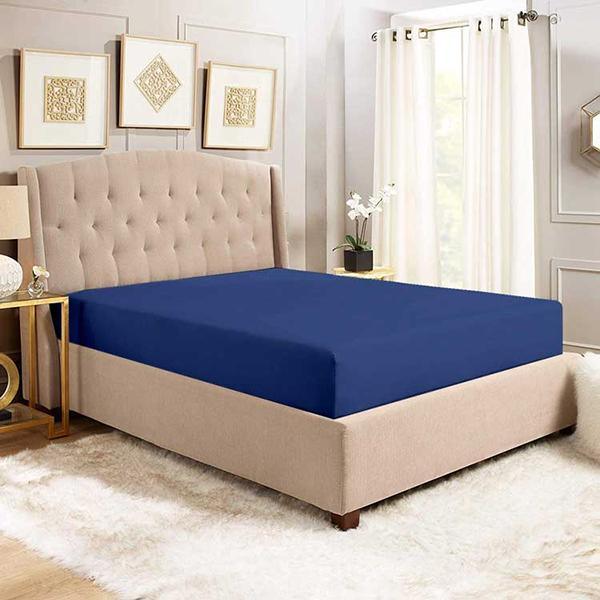 Dyed Fitted Cotton Sheet Navy