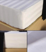 3 PCs Satin Strips Fitted Sheet with Pillow cover